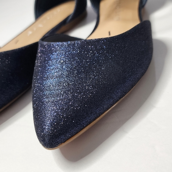 Copper Keys Women's Ankle Strap Rhinestone Point Toe Glitter Navy Flats Size 6 - Picture 2 of 8